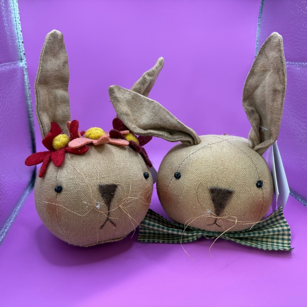 Primitives by Kathy Charming Bunny Plush Set Ornaments Spring Easter Brand New